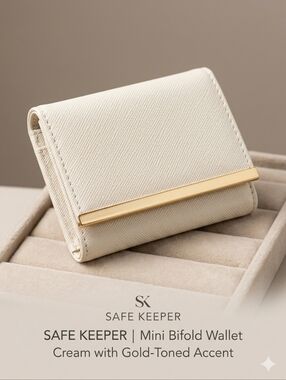 SAFE KEEPER Cream Bi-Fold Wallet with SILVER Accent